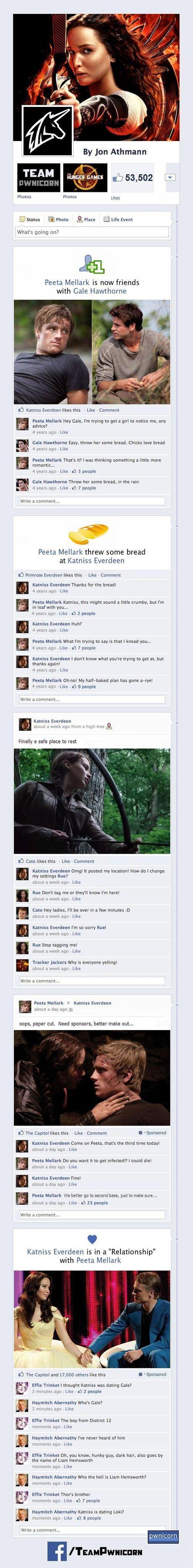 Et si les personnages d'hunger games étaient sur Facebook? profil facebook hungers games