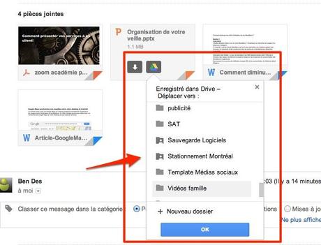 gmail sauvegardez pièces jointes dans dossier google drive Gmail: comment fonctionne la nouvelle interface des pièces jointes