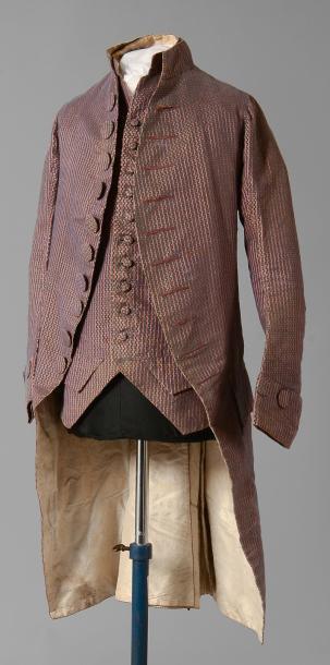 Vente d’étoffes, papiers peints, costumes et haute-couture Habit à la française et gilet, vers 1780