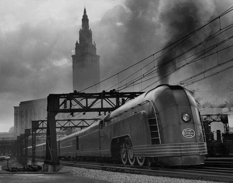 A New York Central Mercury train is dwarfed by Cleveland’s Union Station, November 1936.Photograph by J. Baylor Roberts, National Geographic