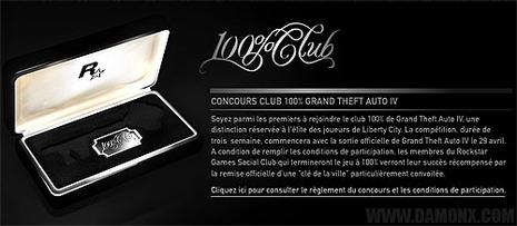 Finissez GTA IV à 100% et Gagnez un Cadeau Exclusif GTA IV Club 100%