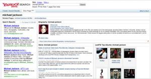 Recherche de Michael Jackson sur Yahoo! Glue Page