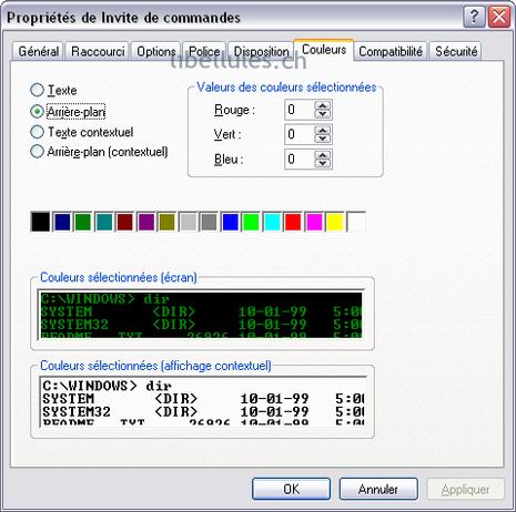 Changer la couleur de l'invite de commandes couleurs dos