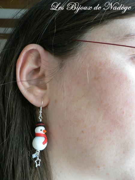 boucles d'oreille bonhomme de neige