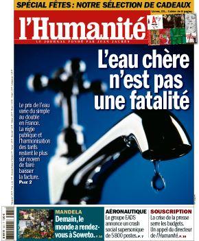 Dans l’Humanité ce mardi : le grand écart des prix de l’eau Capture