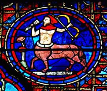 Sagittaire (signe zodiacal), vitrail de la cathédrale Notre-Dame de Chartres, vers 1215