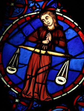 Vierge (signe zodiacal), vitrail de la cathédrale Notre-Dame de Paris, vers 1220