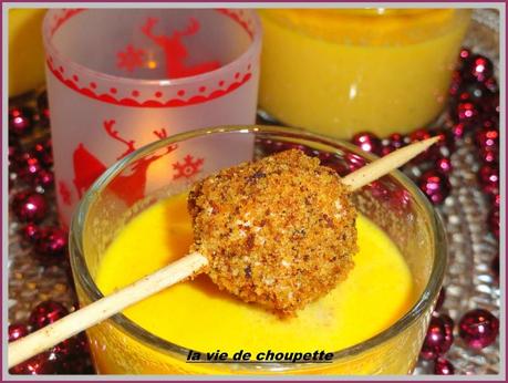 VELOUTE DE CAROTTES ET BOULETTES DE FOIE GRAS PANEES recette pour noel 2013 011