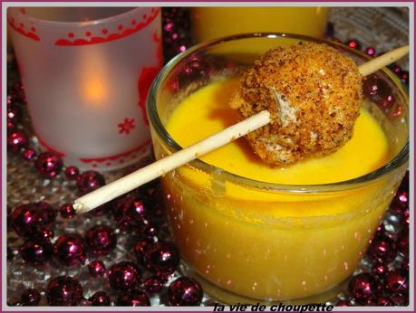VELOUTE DE CAROTTES ET BOULETTES DE FOIE GRAS PANEES recette pour noel 2013 003