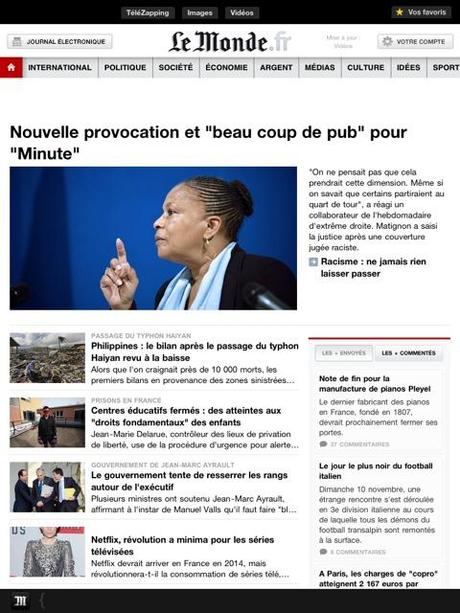 Pas moins de 20 articles sont disponibles sur la page d'accueil de l'application du Monde. Pas moins de 20 articles sont disponibles sur la page d'accueil de l'application du Monde.