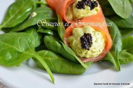 Saumon Fumé en Cornets à la Mousse d’Avocat. Saumon Fumé en Cornets à la Mousse d’Avocat.