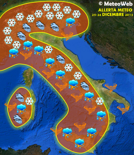La tempête de Noël Tempesta di Natale in arrivo sull’Italia