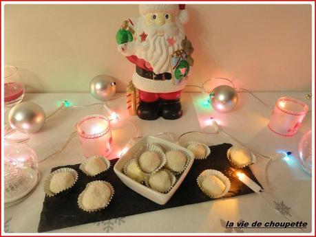 PETITS GATEAUX A LA CONFITURE - MENDIANTS - TRUFFES AU CHOCOLAT BLANC ET NOIX DE COCO 2013-12-24