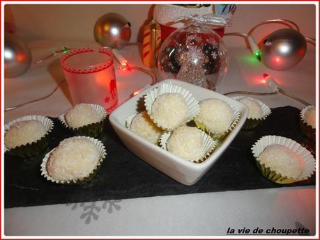 PETITS GATEAUX A LA CONFITURE - MENDIANTS - TRUFFES AU CHOCOLAT BLANC ET NOIX DE COCO truffes chocolat blanc-4