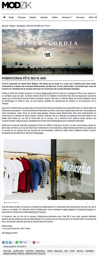 La presse parle de notre ouverture Modzik - le mag de Mode et Musique nous rencontre sur le Salon D'ont Believe The hype