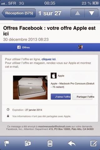 Apple victime d'un fake sur Facebook