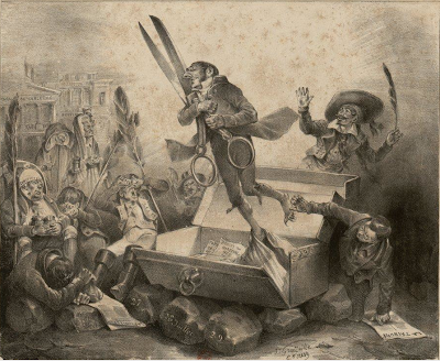 La censure, dernière tentation de Manuel Valls Jean Jacques Grandville, Résurrection de la censure, 1832.