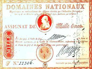 La France révolutionnaire en route vers l’hyperinflation Un assignat de mille livres.