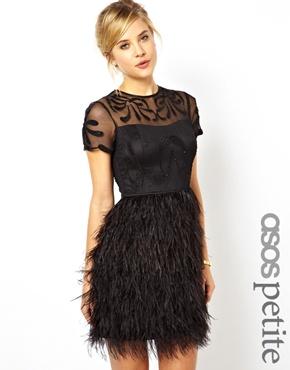 Agrandir Exclusivité ASOS PETITE Premium - Robe avec jupe en plumes Image 1 - Exclusivité ASOS PETITE Premium - Robe avec jupe en plumes