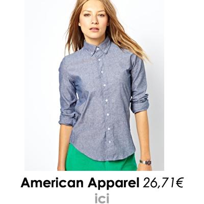 Est-ce que le tout jeans peut devenir trop jeans ? Chemise Chambray American Apparel