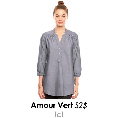 Est-ce que le tout jeans peut devenir trop jeans ? Blouse chambray Amour Vert