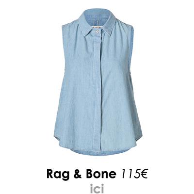 Est-ce que le tout jeans peut devenir trop jeans ? Chemisier chambray sans manches Rag & Bone
