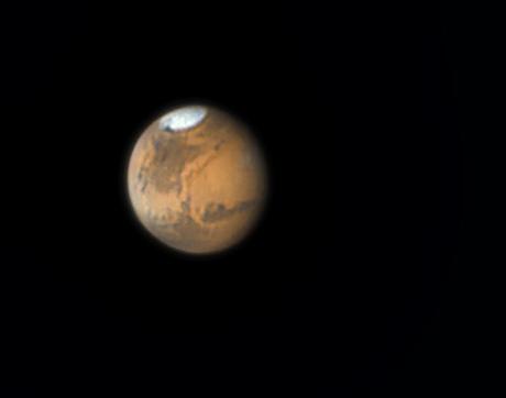 Pour son opposition de 2014, la planète rouge ne sera distante que de 57 millions de km ; ci-dessus Mars en 2012 photographiée par 