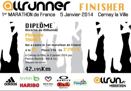 Allrun Marathon 2014 : une 1ere edition largement reussie! Diplome