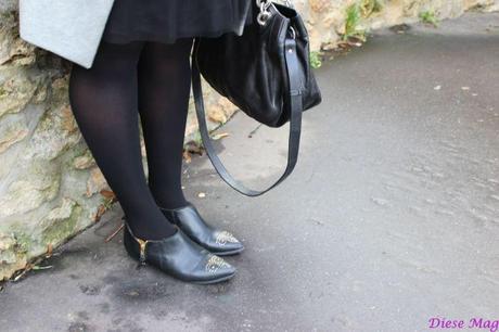 look manteau gris sac shoes