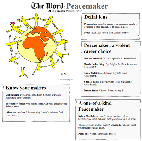 The Word of the Month (DECEMBER 2013) : Peacemaker