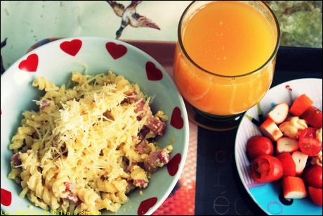 Tortis à la carbonara Tortis à la carbonara