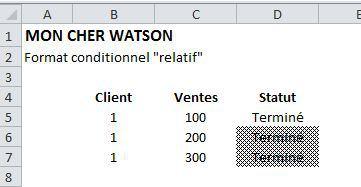 Excel Format Conditionnel