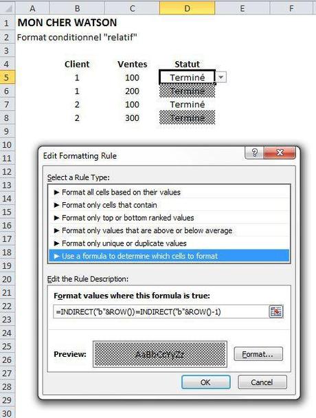 Excel Format Conditionnel