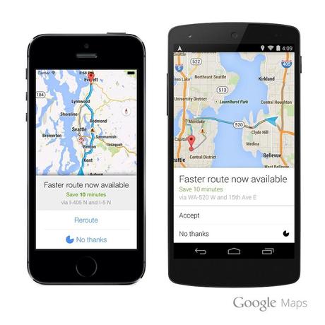 google maps navigation iphone android Google Maps pour iPhone et Android vous prévient lorsqu’il y a un itinéraire plus rapide