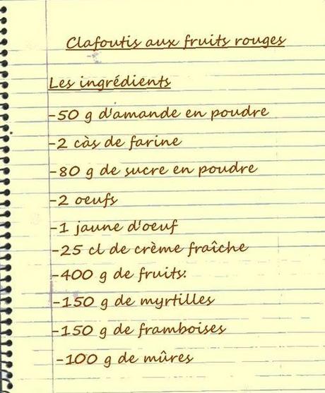 Gratin aux fruits rouges liste des ingrédents
