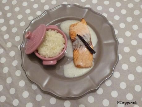 [Spécial Saint Valentin] Pavé de saumon et son émulsion vanillée, risotto onctueux / Salmon filet with its vanilla foam and creamy risotto