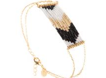 Les bijoux du Zodiaque de Caroline Najman GRAND BRACELET FOLK BLANC BRILLANT-NOIR MAT 105Ôé¼