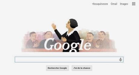 Clara Campoamor, féministe et femme politique défenseuse des droits de la femme, dans le Doodle de Google.