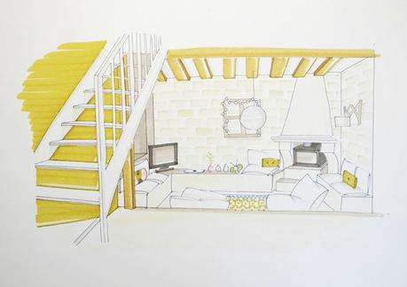 Une grange relookée ! croquis salon
