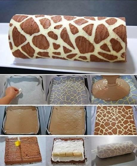 Gâteau roulé motif girafe