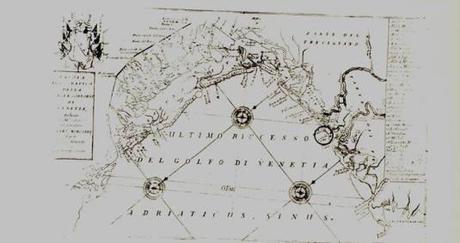 Carte de Coronelli du lieu où les pirates furent rattrapés par les vénitiens