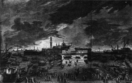 Visite du Doge, la nuit, à San Giorgio Maggiore la veille de la fête de San Stefano - Giambattista Moretti