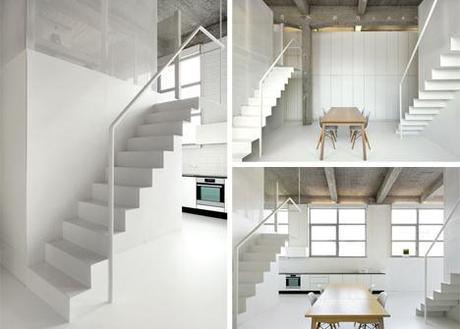 ARCHI : Un loft bruxellois prend une cure de jouvence folded-steel-staircases