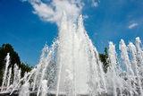 Water jet in a city park fountain Stock Image