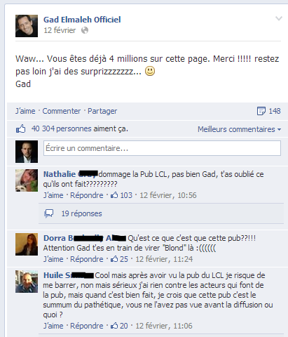 Bad Buzz : LCL et Gad Elmaleh des marques trop différentes pour faire rire ? 3 - 4 millions de fan
