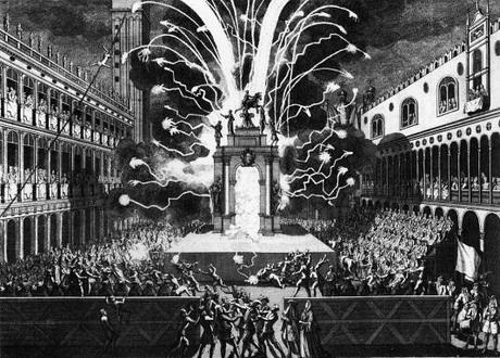 Vol de l'ange et feux d'artifices pour le Jeudi Gras - 1757