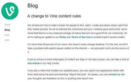 Vine bloque les vidéos à caractère sexuel Vine contenu sexuel