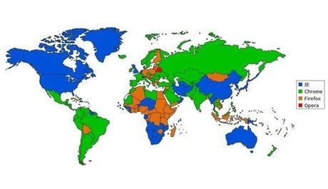 Le navigateur le plus utilisé par pays.