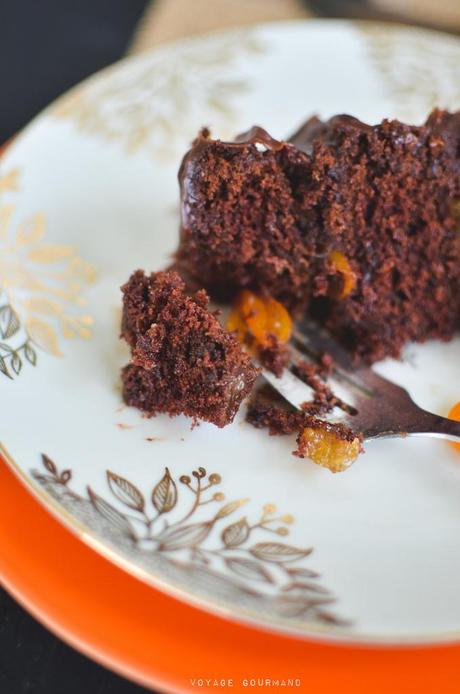 Gâteau au chocolat noir, orange amère et kumquats confits Gâteau au chocolat, kumquat confit et orange amère