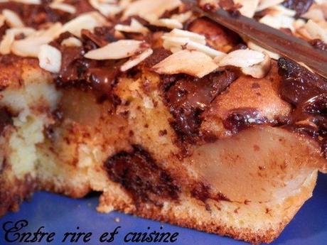 Gâteau moelleux aux Poires aux gros morceaux de Chocolat : succulent ! Absolument délicieux...